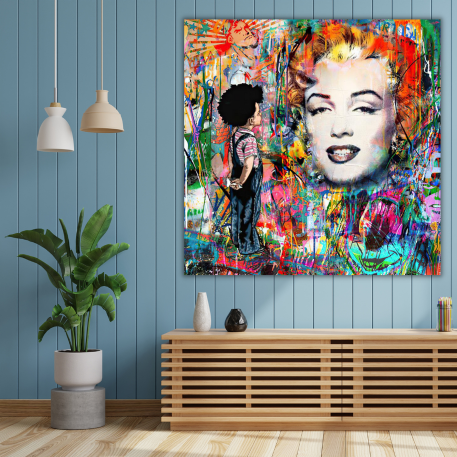 Marilyn Pop in the Blue Wall Art: Exclusive and Captivating-MinimalisticDecor.com
