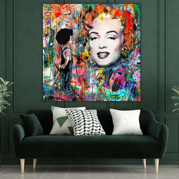Marilyn Pop in the Blue Wall Art: Exclusive and Captivating-MinimalisticDecor.com
