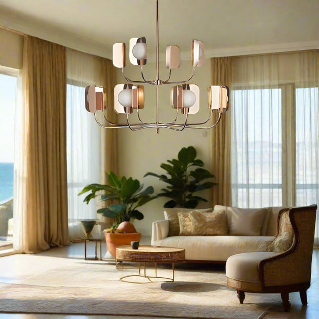 Metal Leaves Globe Chandelier - Stunning Lighting Fixture-MinimalisticDecor.com