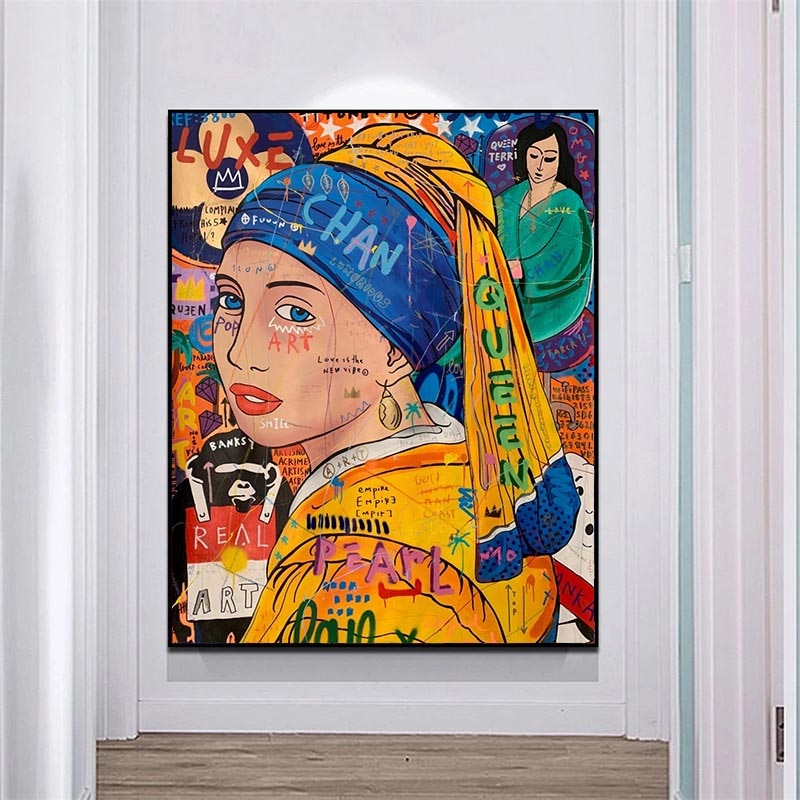 Milkmaid Queen Graffiti Canvas Wall Art-MinimalisticDecor.com