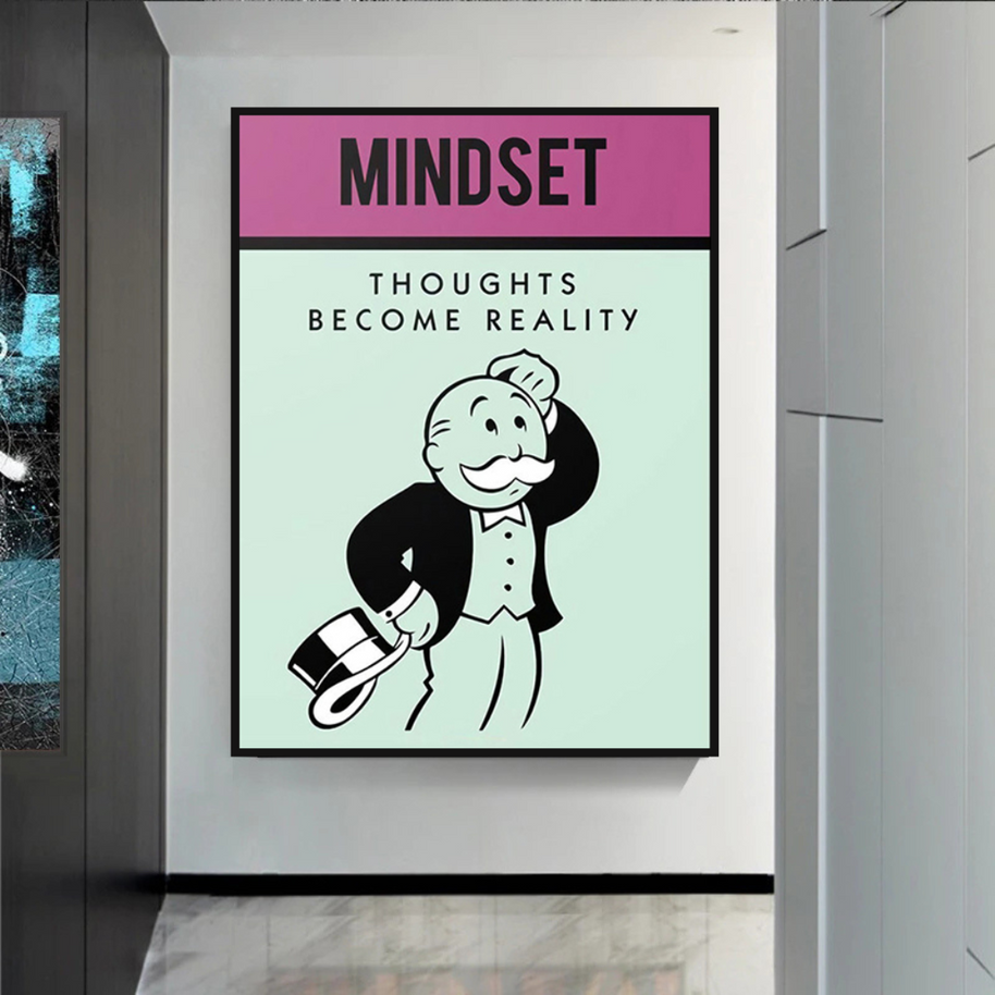 Mindset Thoughts Become Reality - Monopoly Canvas Wall Art-MinimalisticDecor.com