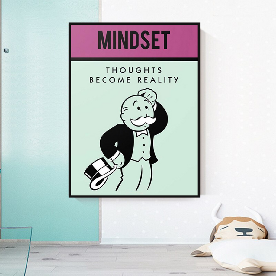Mindset Thoughts Become Reality - Monopoly Canvas Wall Art-MinimalisticDecor.com