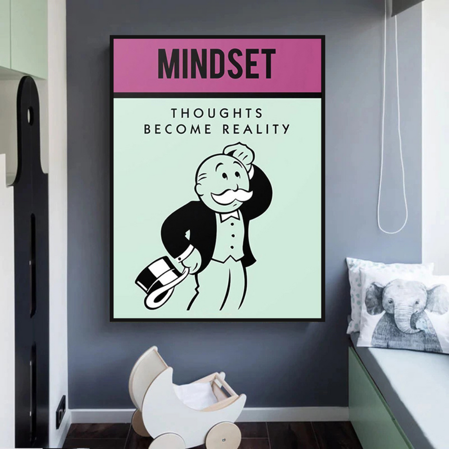 Mindset Thoughts Become Reality - Monopoly Canvas Wall Art-MinimalisticDecor.com