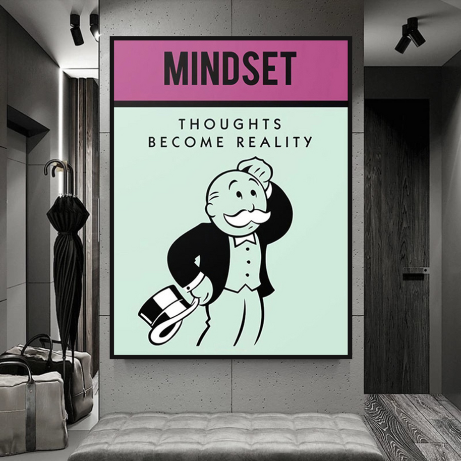 Mindset Thoughts Become Reality - Monopoly Canvas Wall Art-MinimalisticDecor.com