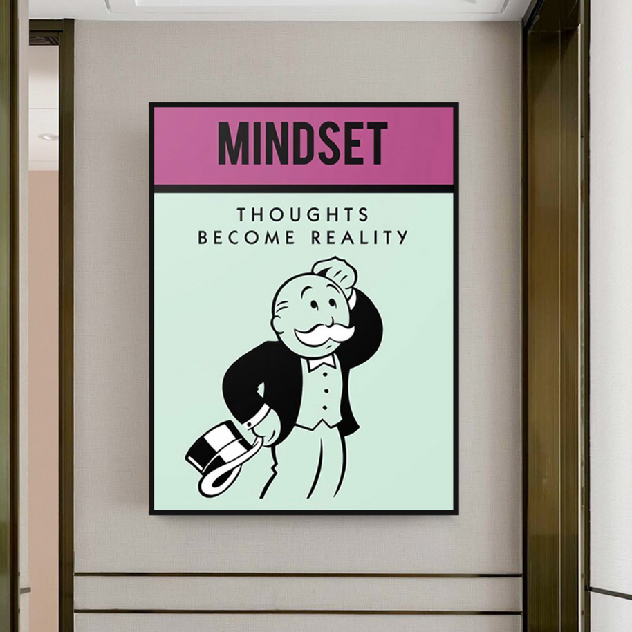 Mindset Thoughts Become Reality - Monopoly Canvas Wall Art-MinimalisticDecor.com