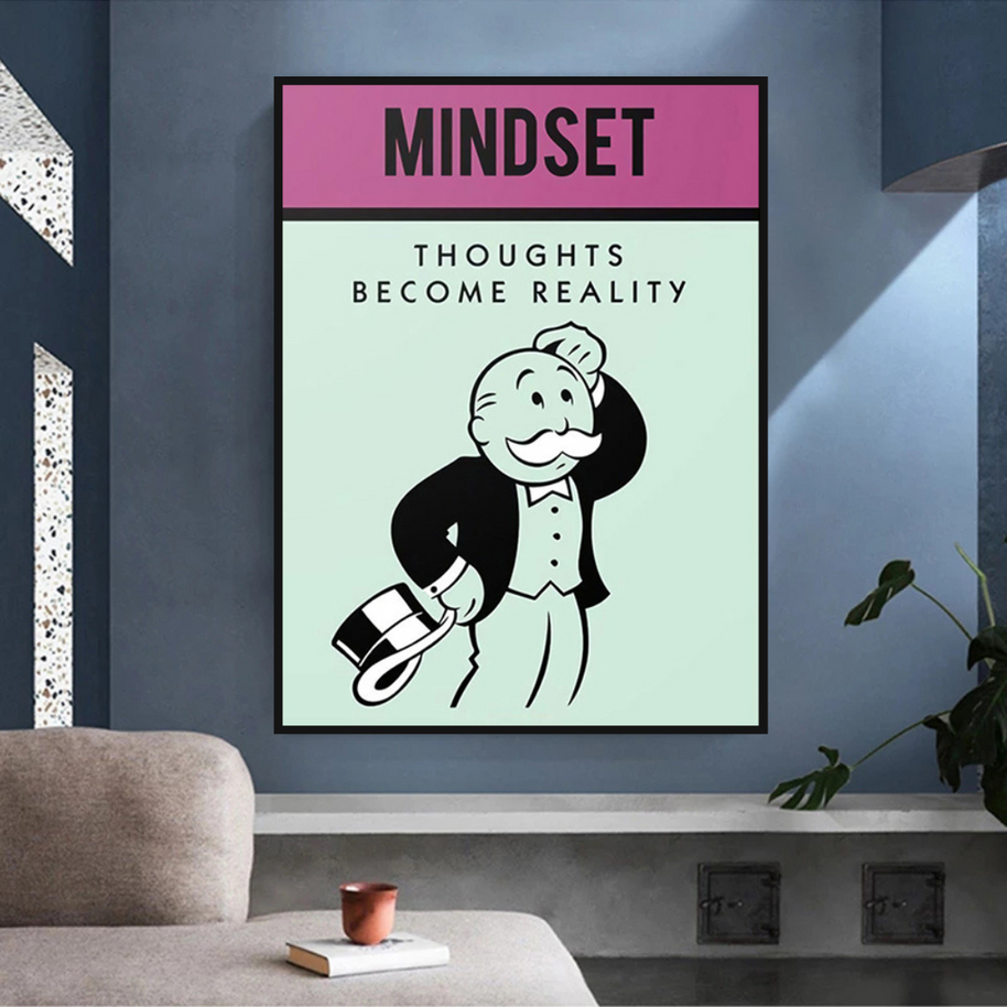 Mindset Thoughts Become Reality - Monopoly Canvas Wall Art-MinimalisticDecor.com