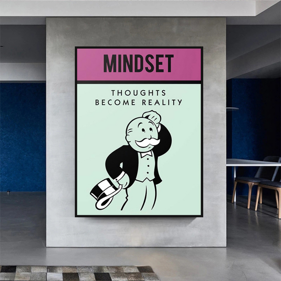 Mindset Thoughts Become Reality - Monopoly Canvas Wall Art-MinimalisticDecor.com