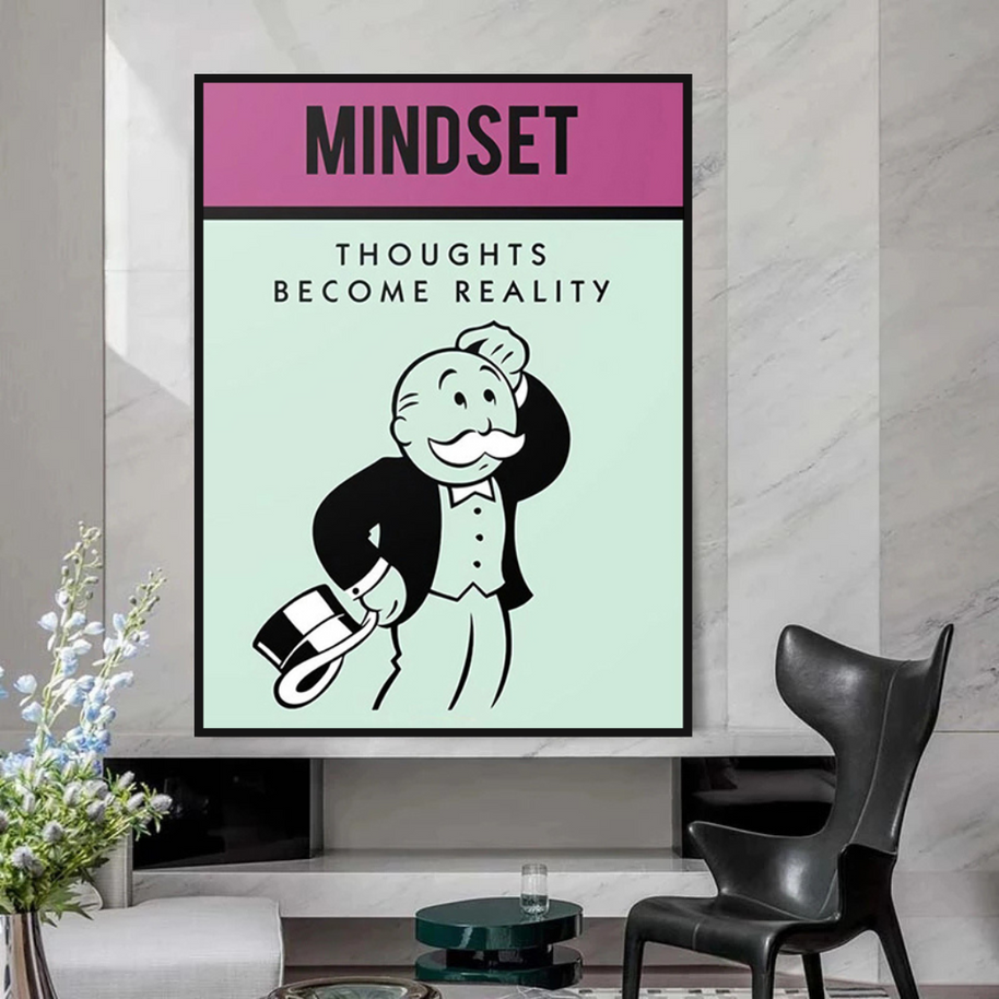 Mindset Thoughts Become Reality - Monopoly Canvas Wall Art-MinimalisticDecor.com