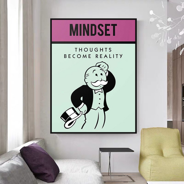 Mindset Thoughts Become Reality - Monopoly Canvas Wall Art-MinimalisticDecor.com