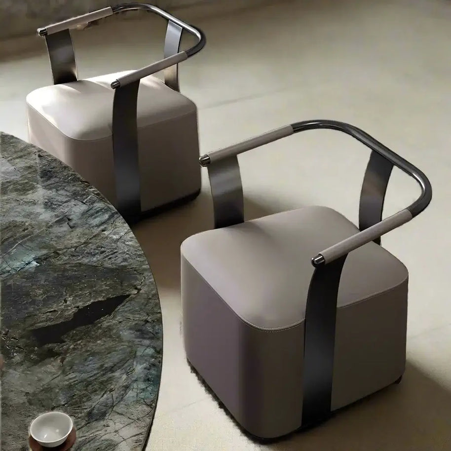 Minimalist Genuine Leather Dining Chair – Modern Upholstered Seating-MinimalisticDecor.com