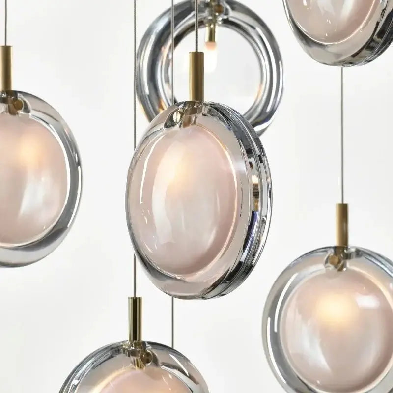 Minimalist Glass Stone Pendant Staircase Chandelier Lighting-MinimalisticDecor.com