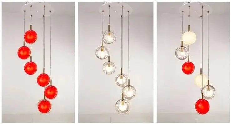 Minimalist Glass Stone Pendant Staircase Chandelier Lighting-MinimalisticDecor.com