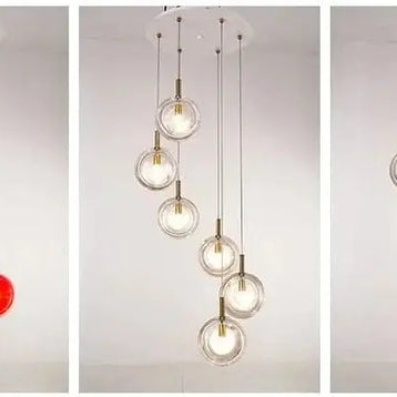 Minimalist Glass Stone Pendant Staircase Chandelier Lighting-MinimalisticDecor.com