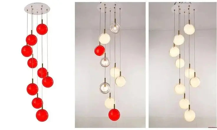 Minimalist Glass Stone Pendant Staircase Chandelier Lighting-MinimalisticDecor.com