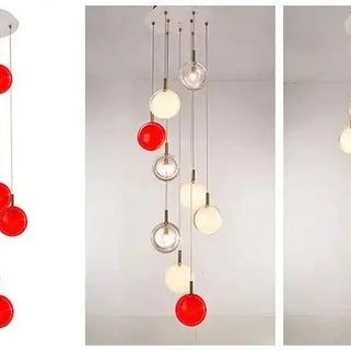 Minimalist Glass Stone Pendant Staircase Chandelier Lighting-MinimalisticDecor.com