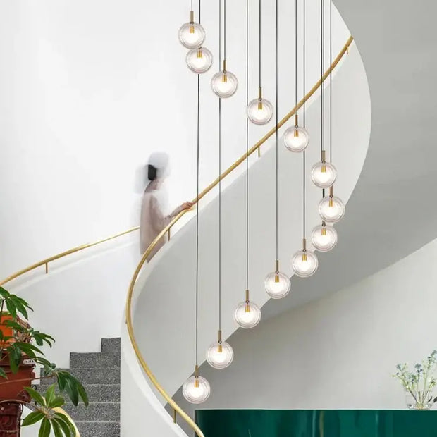 Minimalist Glass Stone Pendant Staircase Chandelier Lighting-MinimalisticDecor.com