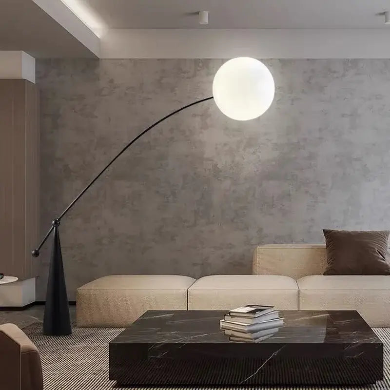 Minimalist Globe Edge Floor Lamp – E27 Base, Polished Stainless Steel-MinimalisticDecor.com