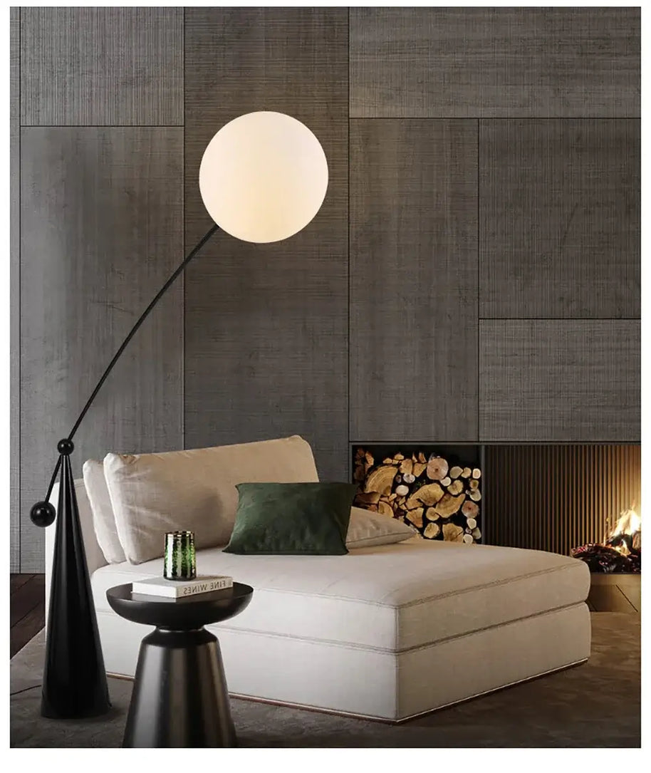Minimalist Globe Edge Floor Lamp – E27 Base, Polished Stainless Steel-MinimalisticDecor.com