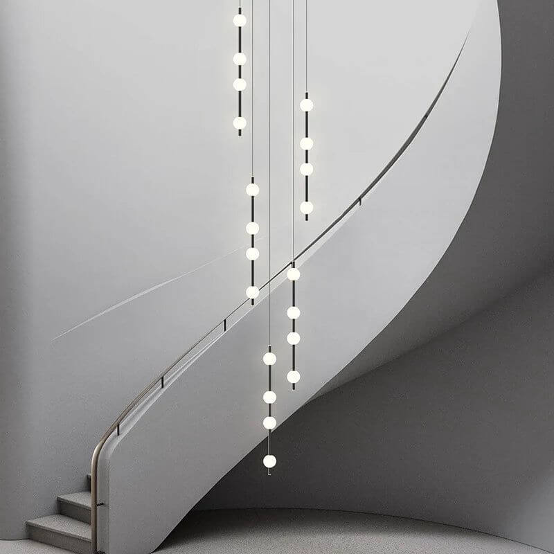 Minimalist Pole Globes Pendant Staircase Chandelier-MinimalisticDecor.com