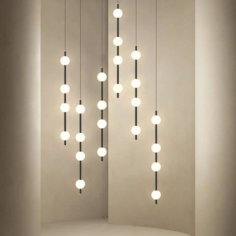 Minimalist Pole Globes Pendant Staircase Chandelier-MinimalisticDecor.com
