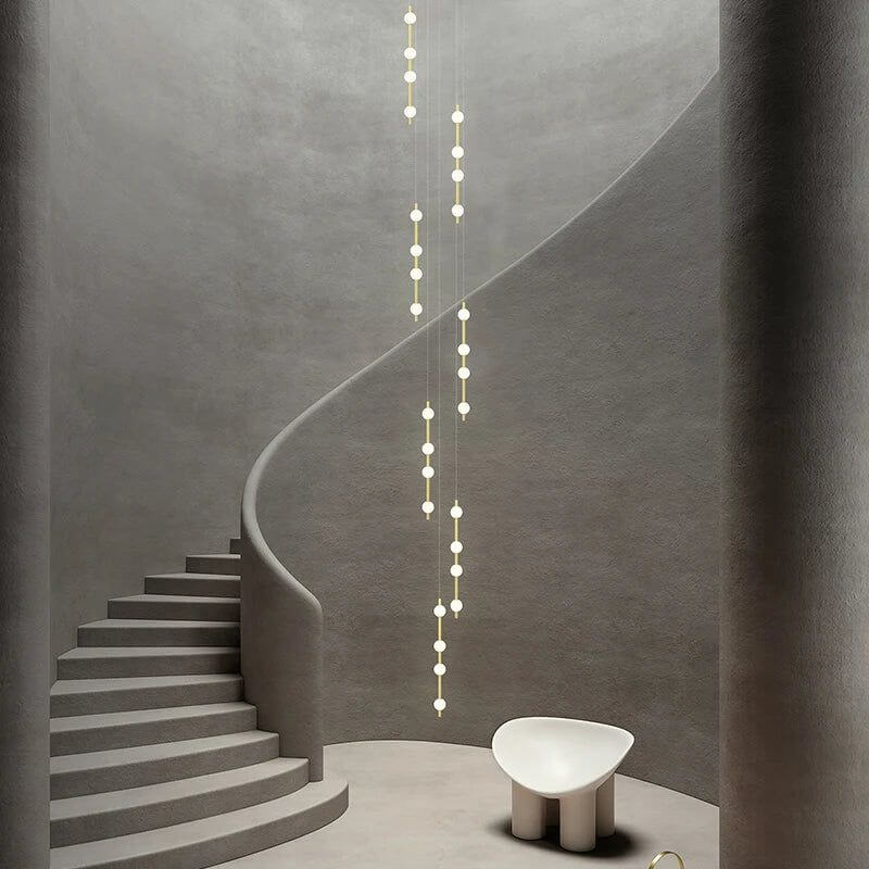 Minimalist Pole Globes Pendant Staircase Chandelier-MinimalisticDecor.com