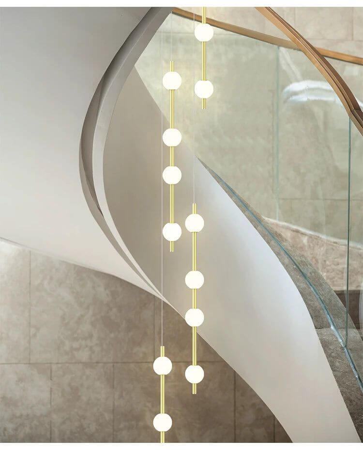 Minimalist Pole Globes Pendant Staircase Chandelier-MinimalisticDecor.com