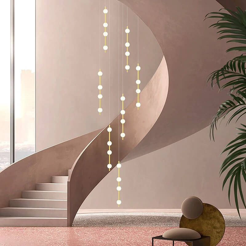 Minimalist Pole Globes Pendant Staircase Chandelier-MinimalisticDecor.com