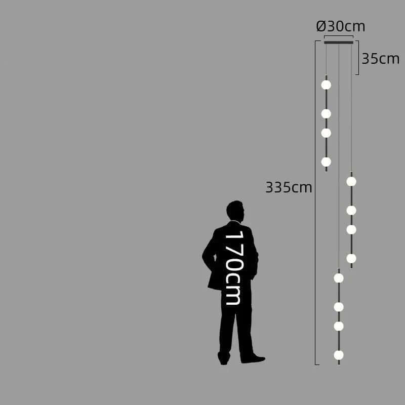 Minimalist Pole Globes Pendant Staircase Chandelier-MinimalisticDecor.com