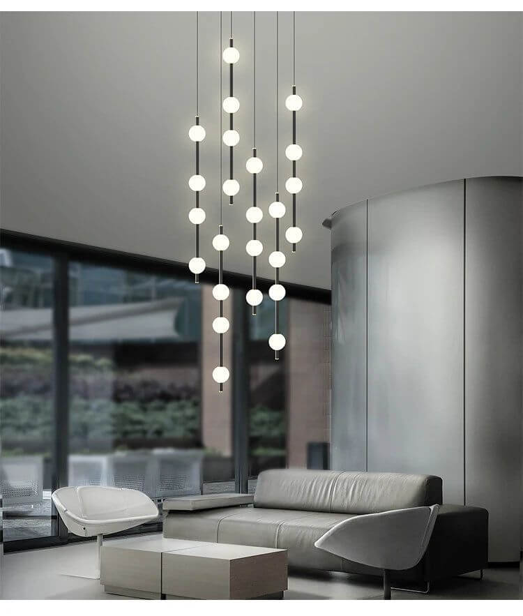 Minimalist Pole Globes Pendant Staircase Chandelier-MinimalisticDecor.com