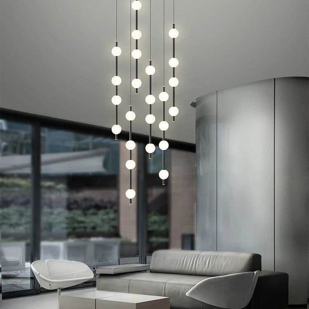 Minimalist Pole Globes Pendant Staircase Chandelier-MinimalisticDecor.com