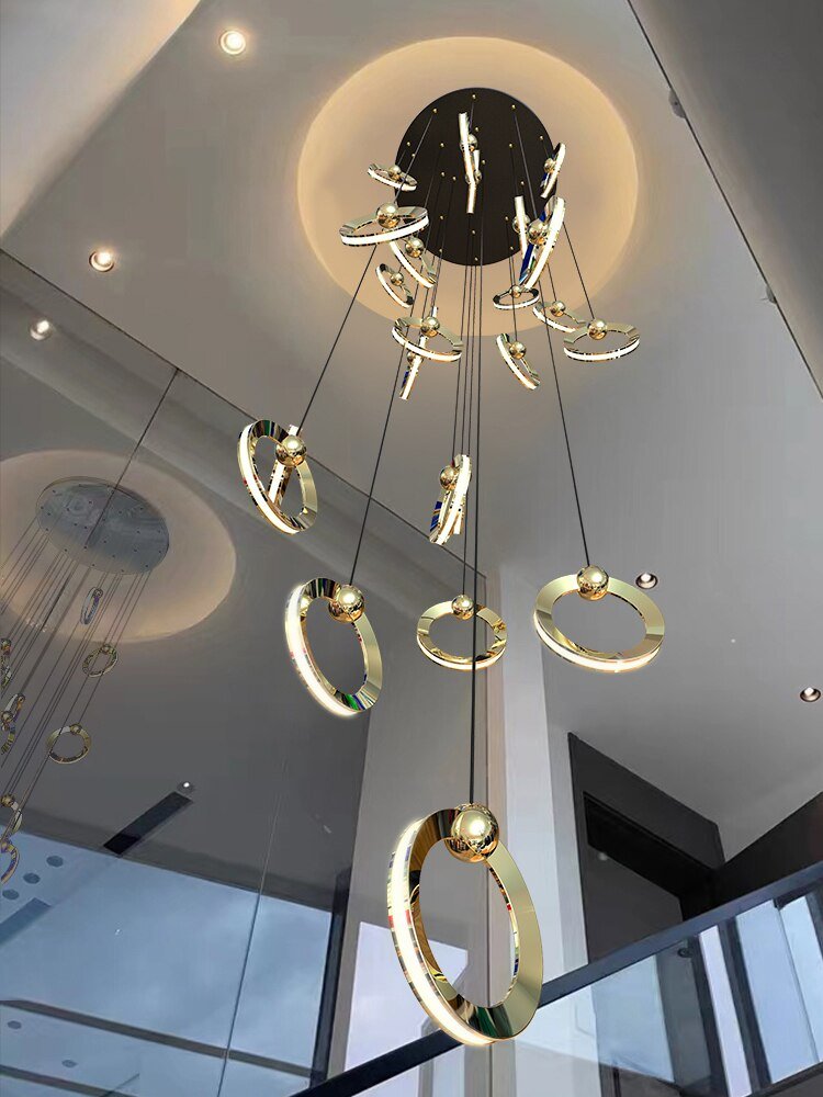 Minimalist Rings Staircase Chandelier-MinimalisticDecor.com