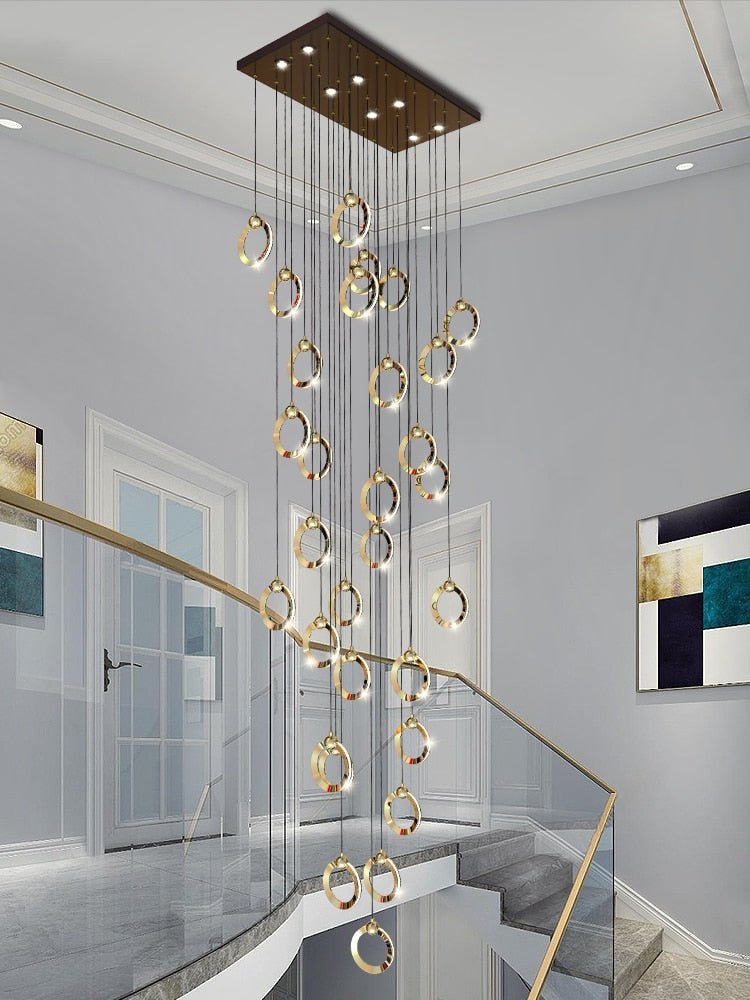Minimalist Rings Staircase Chandelier-MinimalisticDecor.com