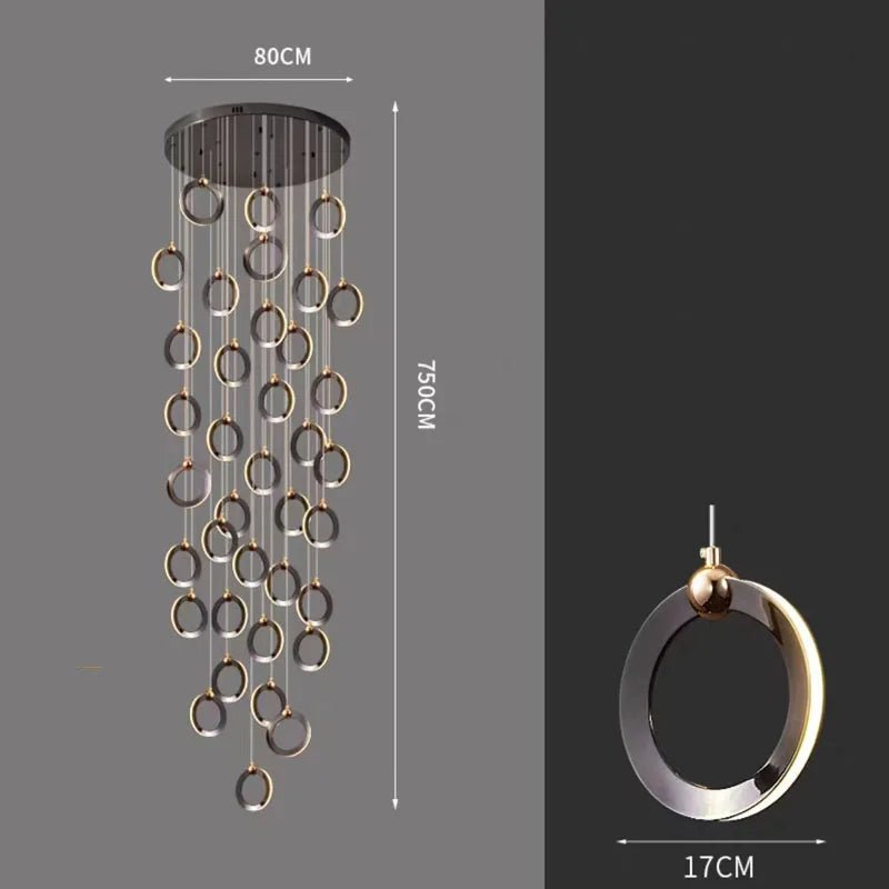 Minimalist Rings Staircase Chandelier-MinimalisticDecor.com