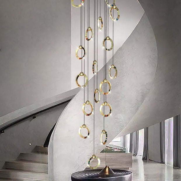 Minimalist Rings Staircase Chandelier-MinimalisticDecor.com