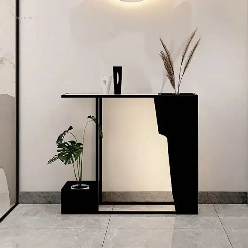 Minimalist Wrought Iron Console Table with Light-MinimalisticDecor.com