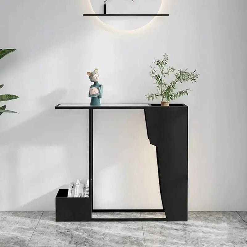 Minimalist Wrought Iron Console Table with Light-MinimalisticDecor.com