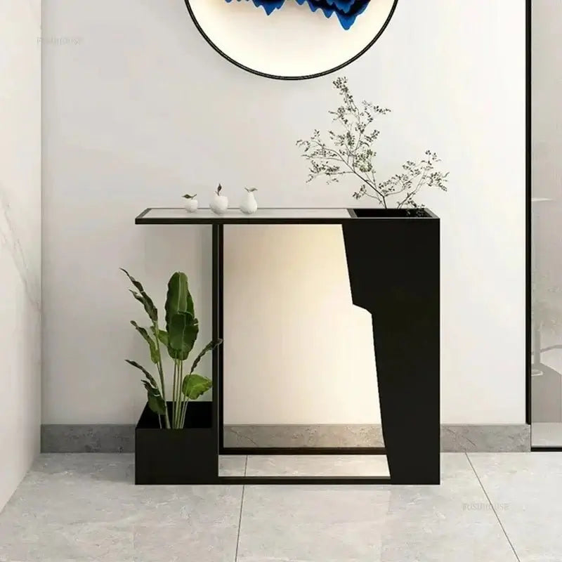 Minimalist Wrought Iron Console Table with Light-MinimalisticDecor.com