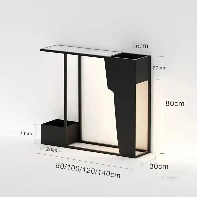 Minimalist Wrought Iron Console Table with Light-MinimalisticDecor.com