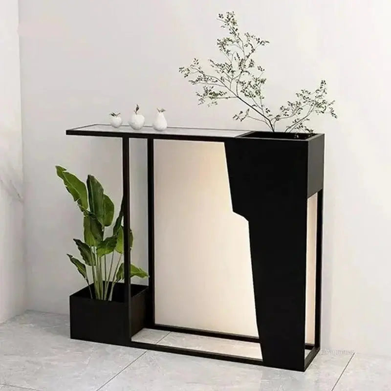 Minimalist Wrought Iron Console Table with Light-MinimalisticDecor.com