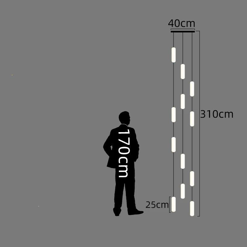 Minimalistic Long Drop LED Staircase Chandelier Lighting-MinimalisticDecor.com