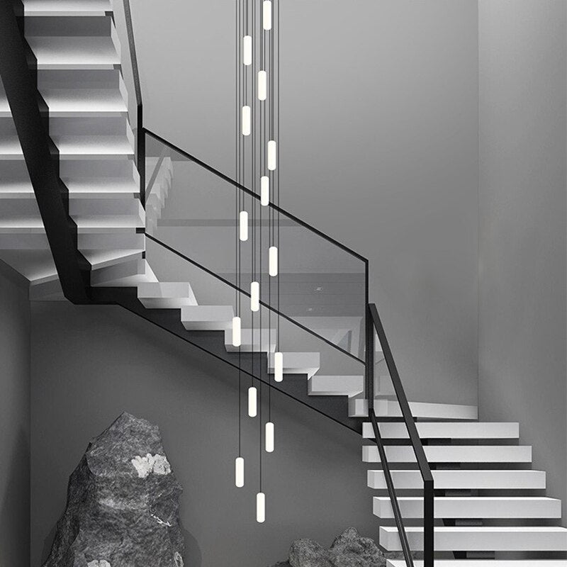 Minimalistic Long Drop LED Staircase Chandelier Lighting-MinimalisticDecor.com