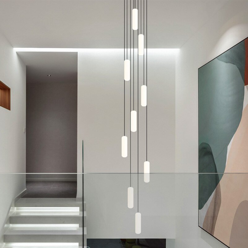 Minimalistic Long Drop LED Staircase Chandelier Lighting-MinimalisticDecor.com