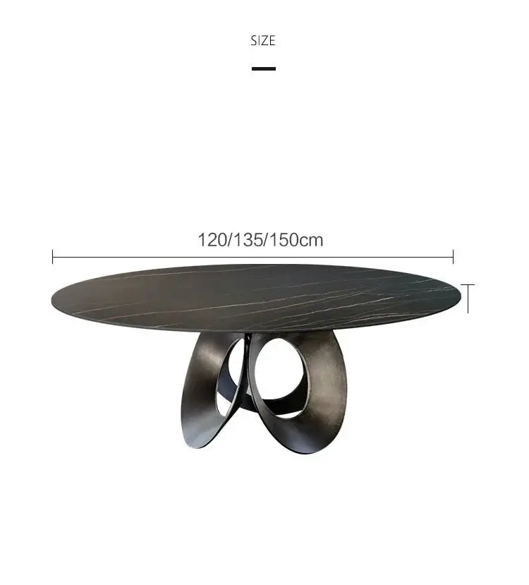 Minimalistic Metallic Rings Marble Top Dining Table-MinimalisticDecor.com