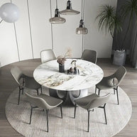 Minimalistic Metallic Rings Marble Top Dining Table-MinimalisticDecor.com