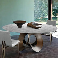 Minimalistic Metallic Rings Marble Top Dining Table-MinimalisticDecor.com
