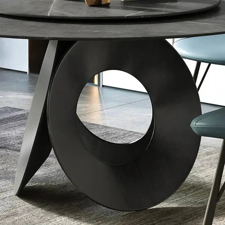 Minimalistic Metallic Rings Marble Top Dining Table-MinimalisticDecor.com