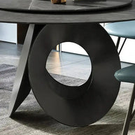 Minimalistic Metallic Rings Marble Top Dining Table-MinimalisticDecor.com