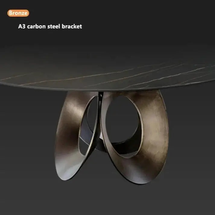 Minimalistic Metallic Rings Marble Top Dining Table-MinimalisticDecor.com