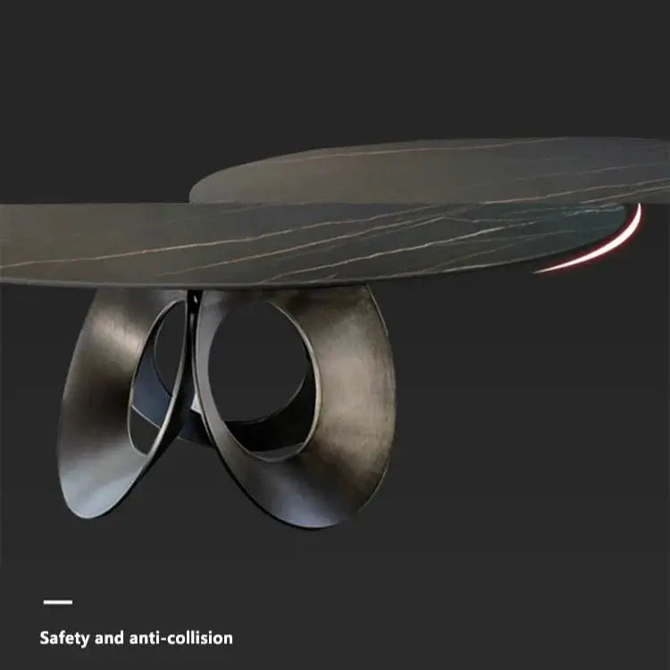 Minimalistic Metallic Rings Marble Top Dining Table-MinimalisticDecor.com