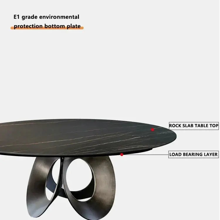 Minimalistic Metallic Rings Marble Top Dining Table-MinimalisticDecor.com